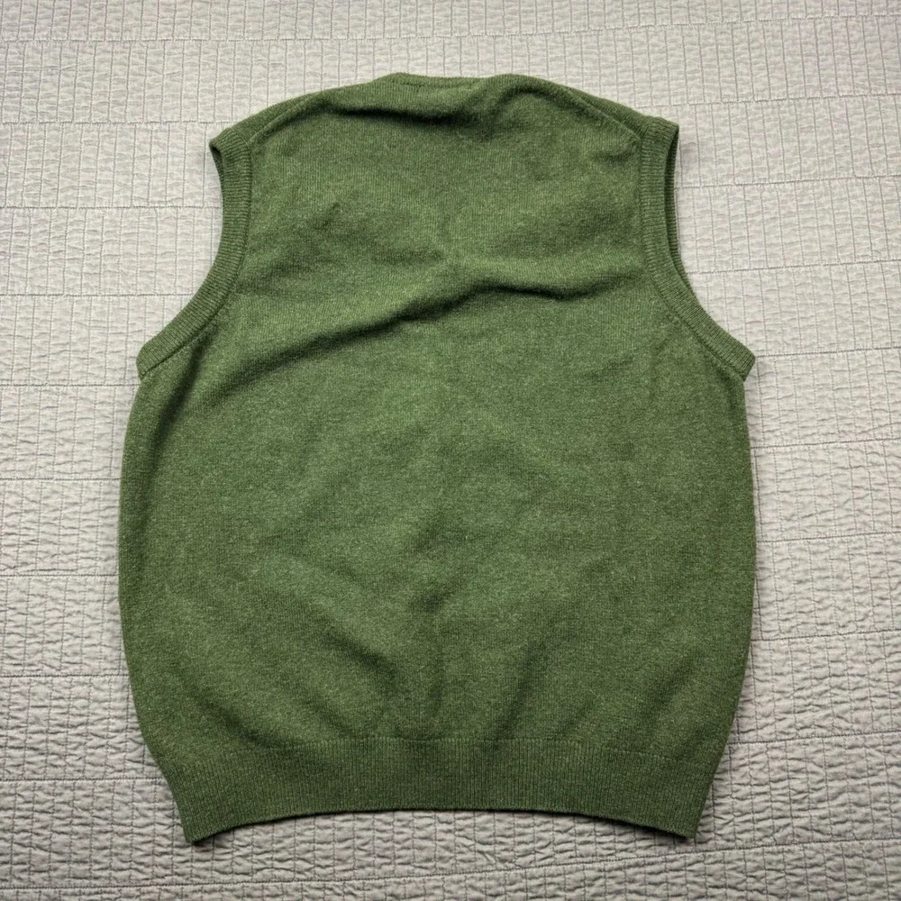 Vintage‎ LL Bean Wool Sweater Vest Men XL Green Lambswool Scotland V Neck